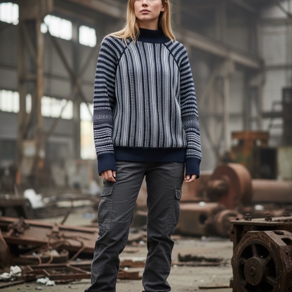 Navy Striped Women's Sweater